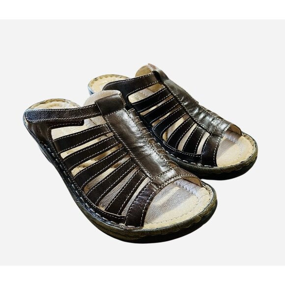 JOSEF SEIBEL Slide Sandals Open Toe Brown Leather Women's Size US 6 EU 36‎ - Picture 1 of 9